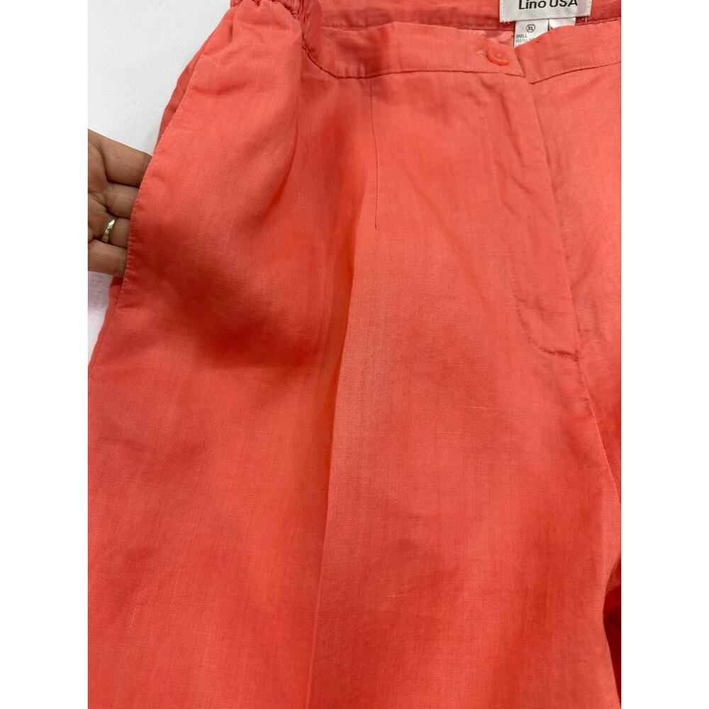 Lino USA 100% Linen Coral Capri Trousers Wide Leg Pants Women’s Size XL - Picture 7 of 11